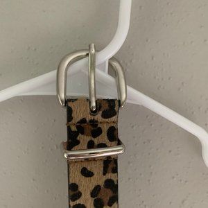SILVER Black Leopard, Cheetah, Spotted Animal Print Fuzzy Hair Textured Belt